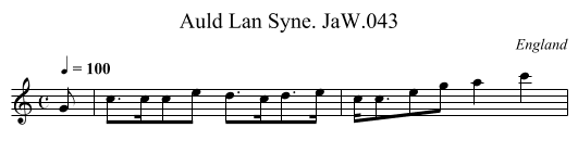 Auld Lan Syne. JaW.043 - staff notation