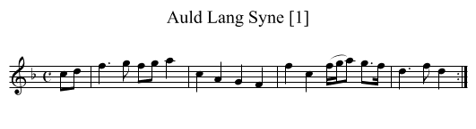 Auld Lang Syne [1] - staff notation