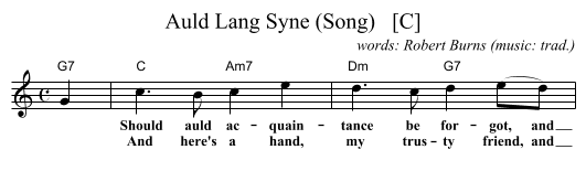 Auld Lang Syne (Song)   [C] - staff notation