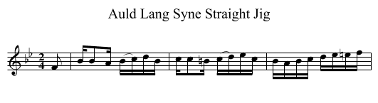 Auld Lang Syne Straight Jig - staff notation