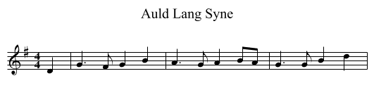 Auld Lang Syne - staff notation