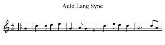 Auld Lang Syne - staff notation