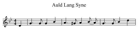 Auld Lang Syne - staff notation