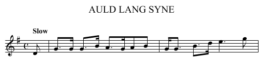 AULD LANG SYNE - staff notation