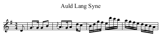 Auld Lang Syne - staff notation