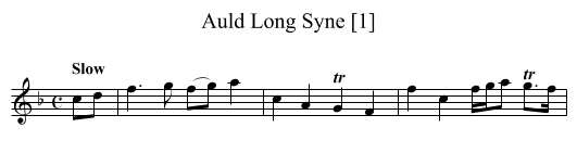 Auld Long Syne [1] - staff notation