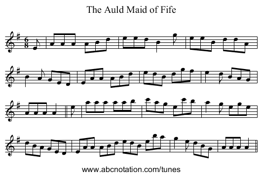 Auld Maid of Fife, The - staff notation