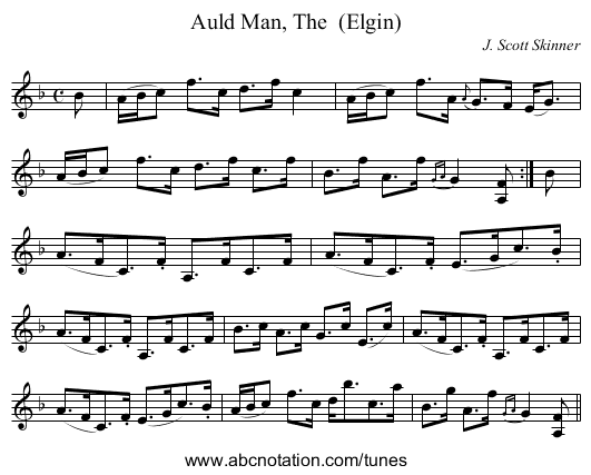 Auld Man, The  (Elgin) - staff notation