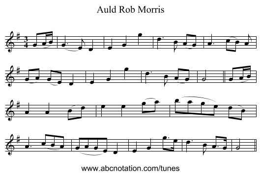 Auld Rob Morris - staff notation