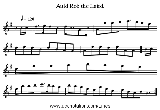 Auld Rob the Laird. - staff notation