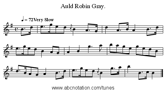 Auld Robin Gray. - staff notation