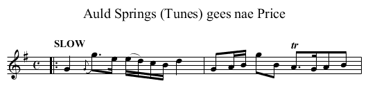 Auld Springs (Tunes) gees nae Price - staff notation