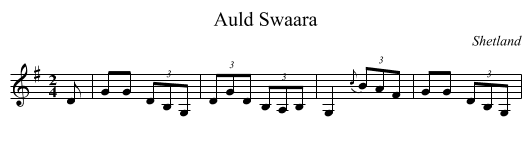 Auld Swaara - staff notation