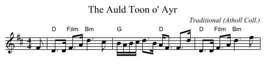 Auld Toon o' Ayr, The  - staff notation
