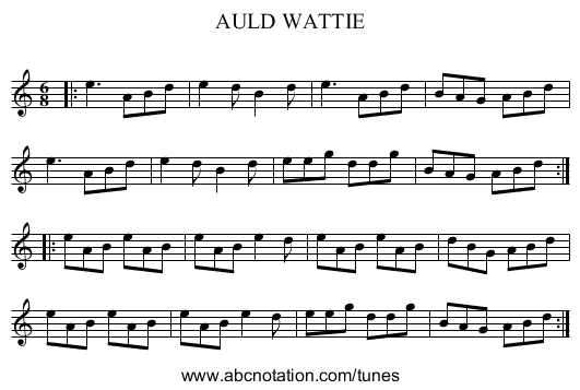 AULD WATTIE - staff notation