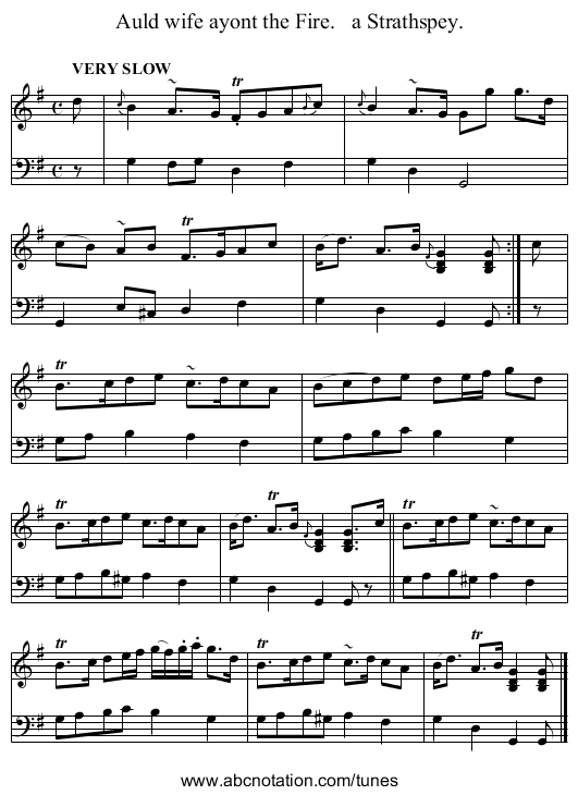 Auld wife ayont the Fire.   a Strathspey. - staff notation