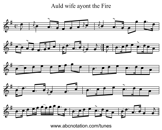 Auld wife ayont the Fire - staff notation