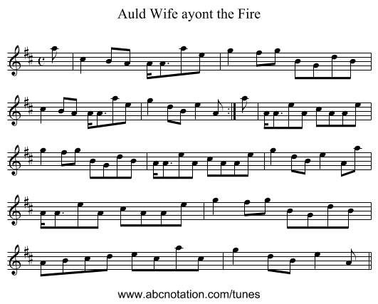 Auld Wife ayont the Fire - staff notation