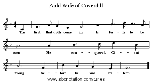 Auld Wife of Coverdill - staff notation