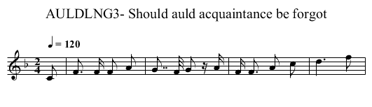 AULDLNG3- Should auld acquaintance be forgot - staff notation
