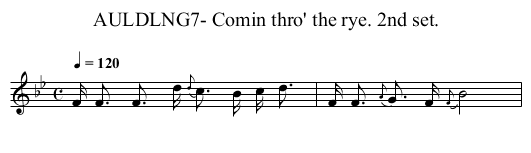 AULDLNG7- Comin thro' the rye. 2nd set. - staff notation
