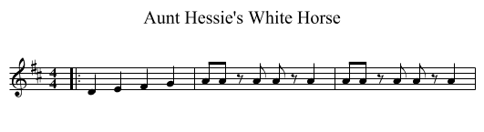 Aunt Hessie's White Horse - staff notation