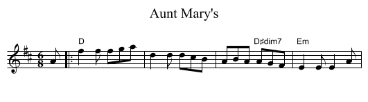 Aunt Mary's - staff notation