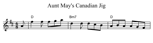 Aunt May's Canadian Jig - staff notation