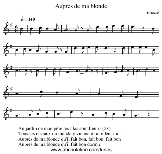 Auprès de ma blonde - staff notation