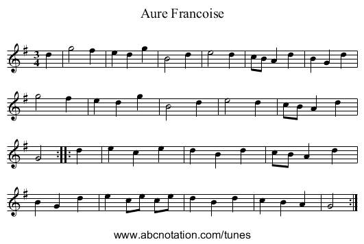 Aure Francoise - staff notation