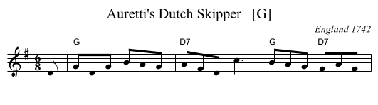 Auretti's Dutch Skipper   [G] - staff notation