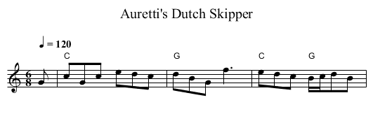 Auretti's Dutch Skipper - staff notation