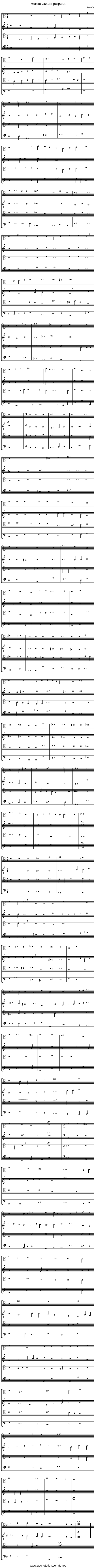 Aurora caelum purpurat - staff notation