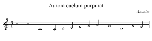 Aurora caelum purpurat - staff notation