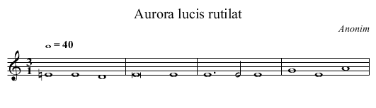 Aurora lucis rutilat - staff notation