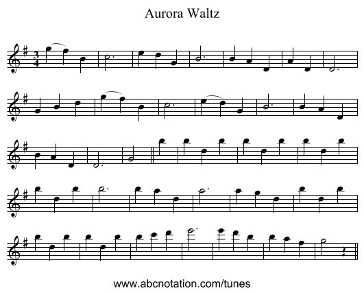 Aurora Waltz - staff notation