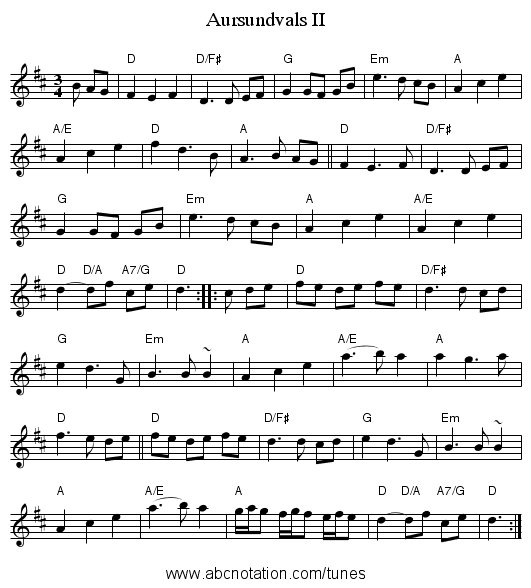 Aursundvals II - staff notation