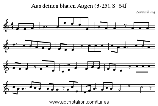 Aus deinen blauen Augen (3-25), S. 64f - staff notation