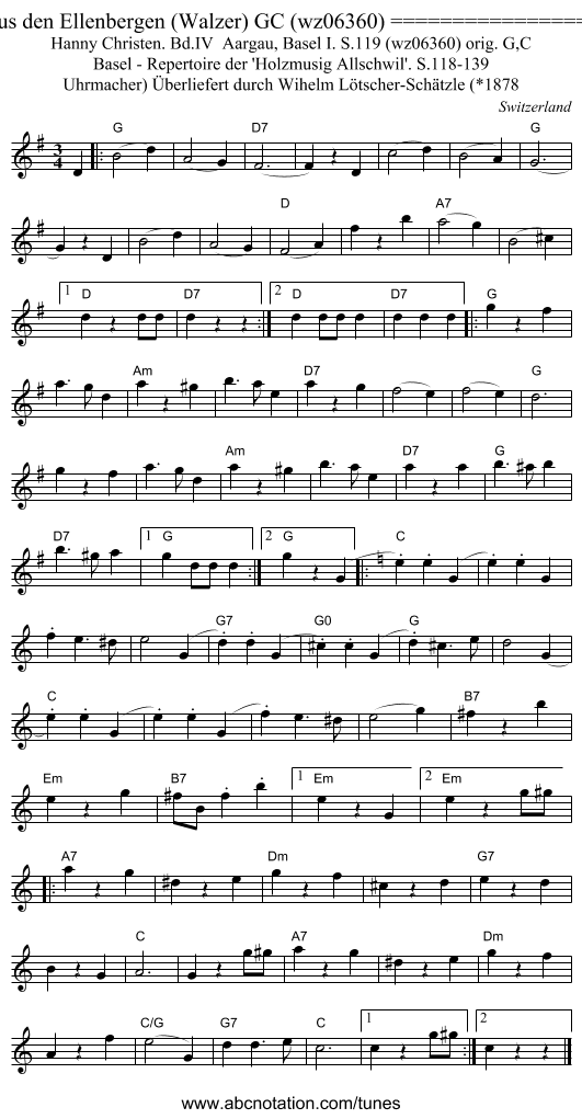 Aus den Ellenbergen (Walzer) GC (wz06360) ================= - staff notation