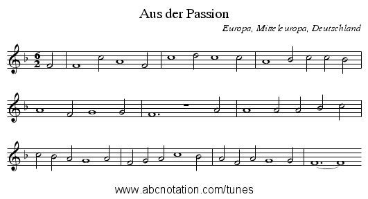 Aus der Passion - staff notation