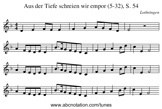 Aus der Tiefe schreien wir empor (5-32), S. 54 - staff notation