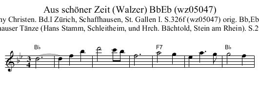 Aus sch&ouml;ner Zeit (Walzer) BbEb (wz05047) - staff notation