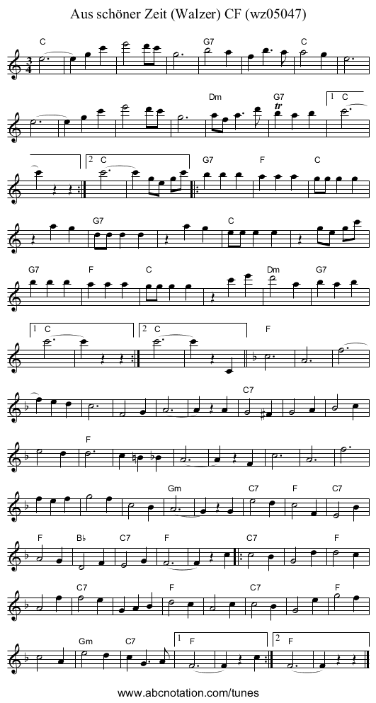 Aus sch&ouml;ner Zeit (Walzer) CF (wz05047) - staff notation