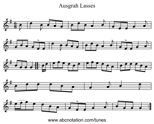 Ausgrah Lasses - staff notation