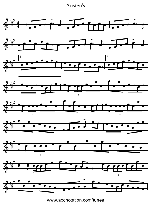 Austen's - staff notation