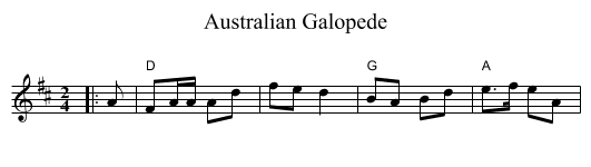 Australian Galopede - staff notation