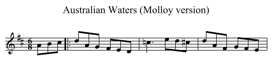 Australian Waters (Molloy version) - staff notation