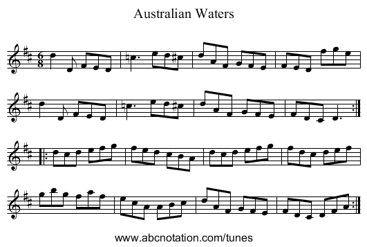 Australian Waters - staff notation