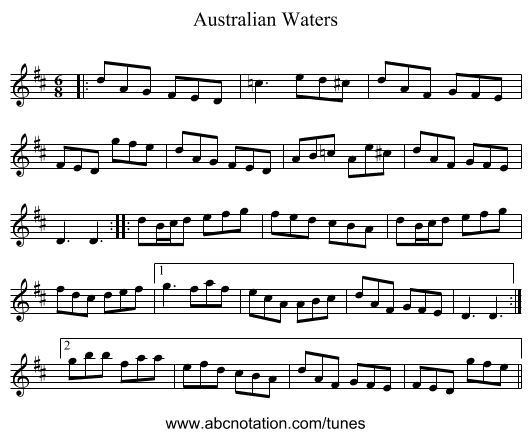 Australian Waters - staff notation