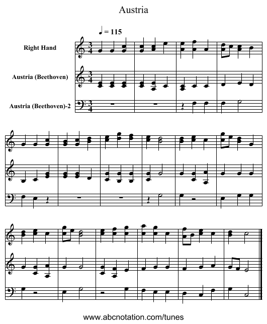 Austria - staff notation
